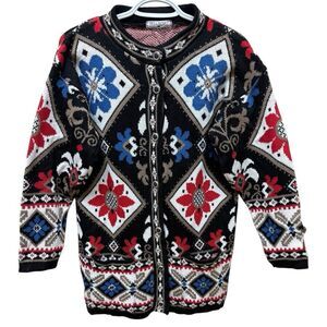 Vintage Bellisimo Nordic Fair Isle Winter Cardigan. Womens. Multicolored. Sz M